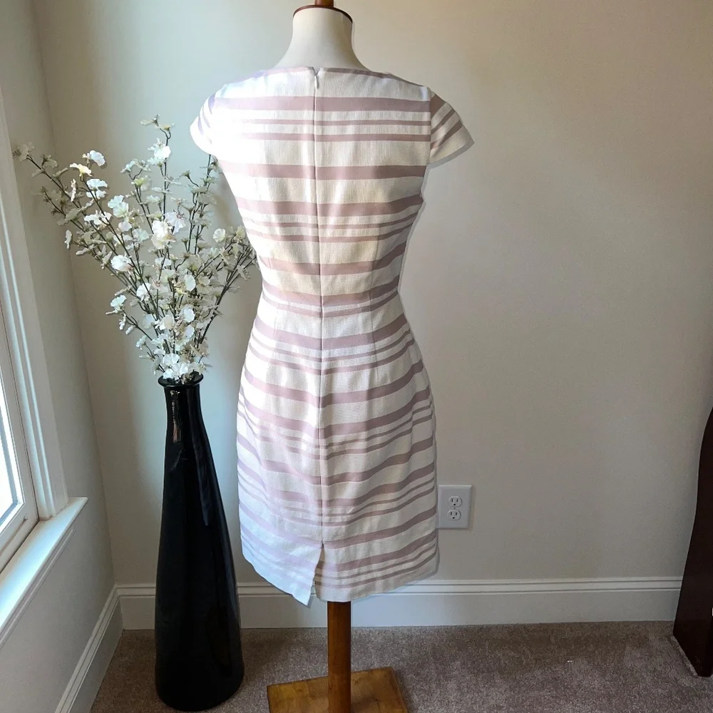 J. Crew Pink and White Striped Cap Sleeve Suiting Dress Size 2